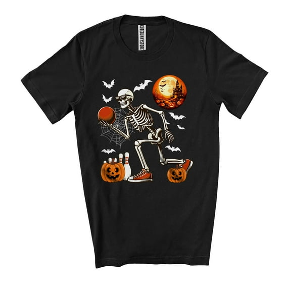 Skeleton Playing Bowling; Joyful Halloween Costume Bowling Sport Player; Family Group Unisex T-Shirt