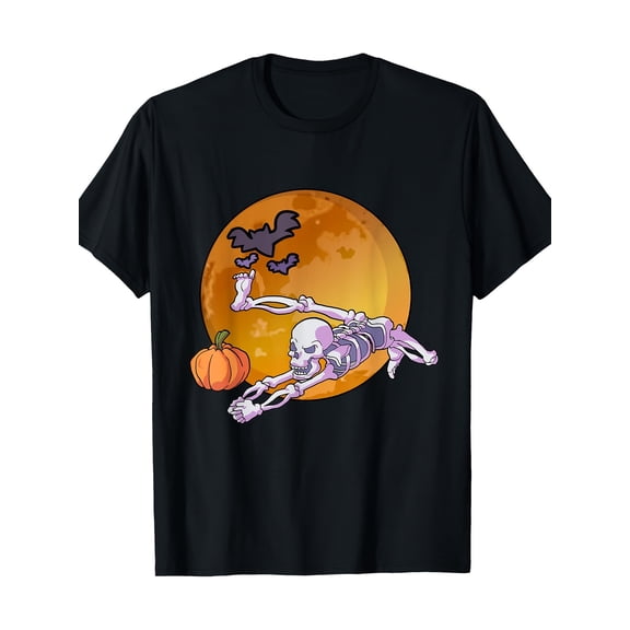 Skeleton Playing Volleyball Halloween Volleyball Halloween T-Shirt - 220g