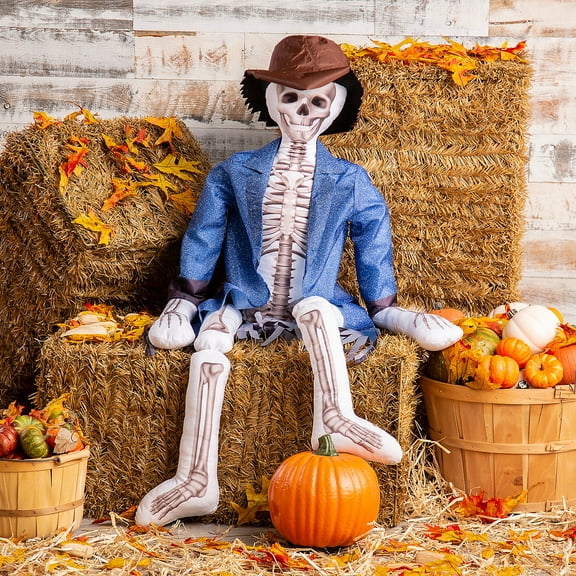 Skeleton Plush Scarecrow Outfit Kit 5 Foot - 3 Pc