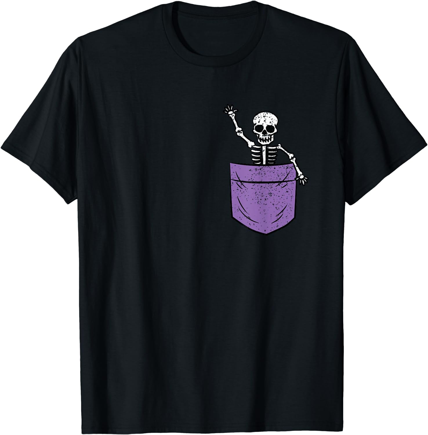 Skeleton Pocket Halloween Costume Funny Skull Character T-Shirt ...