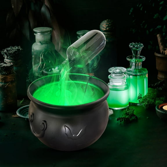 Skeleton Potion Witches Cauldrons, 2025 New Cauldron Diffuser Halloween Black Witch Pot with Floating Potion Bottles And Bubbling Effect, Halloween Decorations Indoor, DIY Cauldrons Halloweens Decor