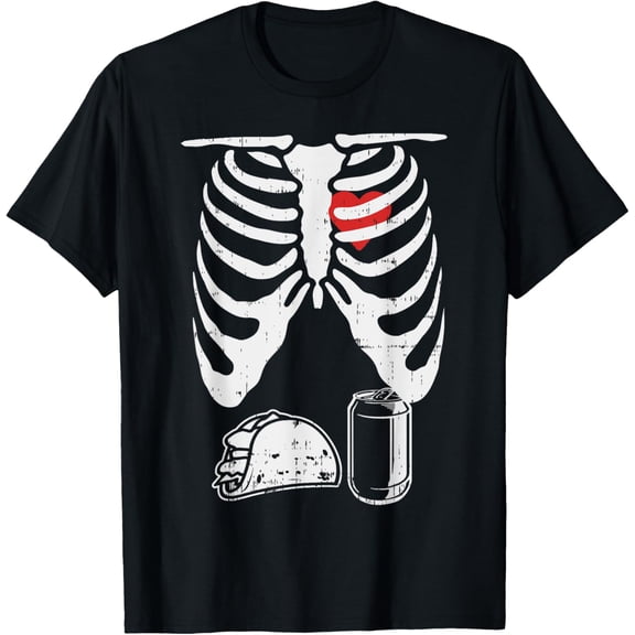 Skeleton Pregnancy Taco Beer Xray Halloween Soon Dad T-Shirt