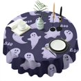 thumbnail image 1 of Skeleton Print Halloween Tablecloth 60 Inch Round - Waterproof Washable Spooky Scary Skull Artwork, 1 of 6