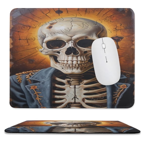 Skeleton Print Mouse Pad with Stitched Edge,Premium-Textured Mouse Mat, Non-Slip Rubber Base Mousepad for Laptop, Computer & PC 10"x12"