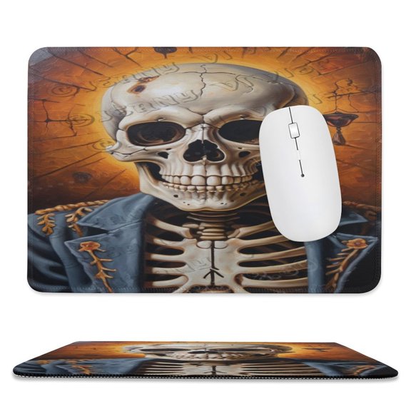 Skeleton Print Mouse Pad with Stitched Edge,Premium-Textured Mouse Mat, Non-Slip Rubber Base Mousepad for Laptop, Computer & PC 8"x10"