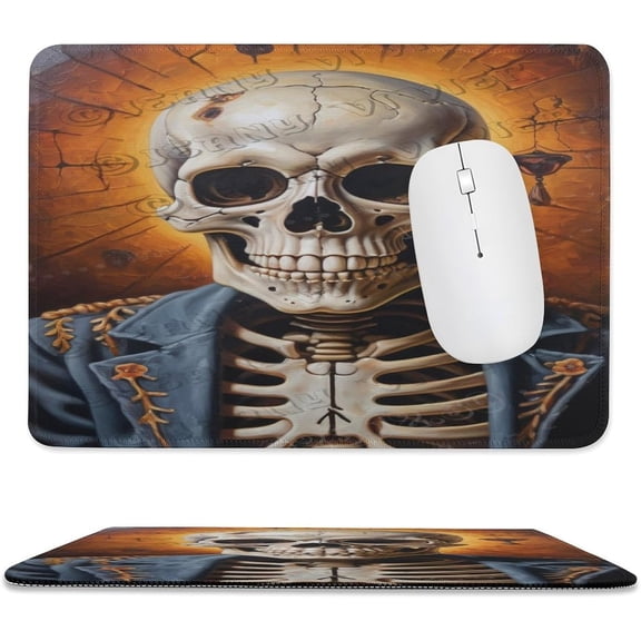 Skeleton Print Mouse Pad with Stitched Edge,Premium-Textured Mouse Mat, Non-Slip Rubber Base Mousepad for Laptop, Computer & PC 8"x10"