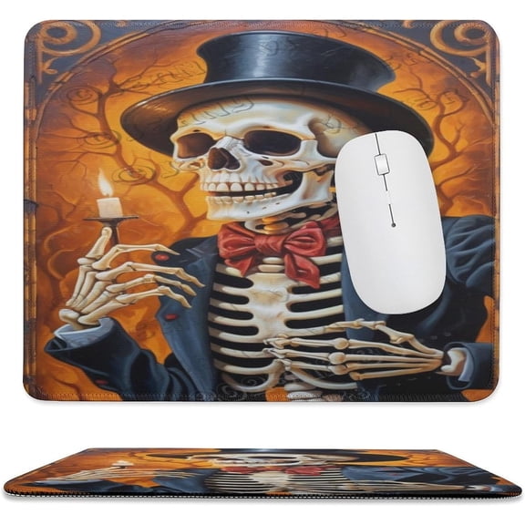 Skeleton Printed Mouse Pad,Funny Mouse Pad with Stitched Edge Rubber Base with Non-Slip,Mouse Pad for Computers,Laptop, 10"x12"