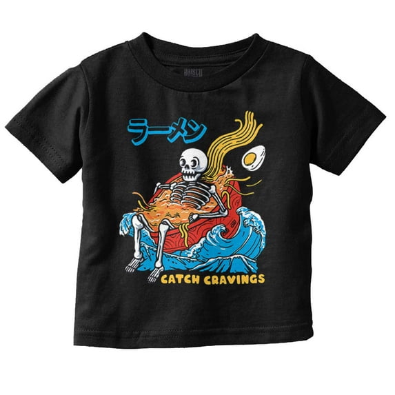 Skeleton Ramen Surf Catch Cravings Toddler Boy Girl T Shirt Infant Toddler Brisco Brands 2T