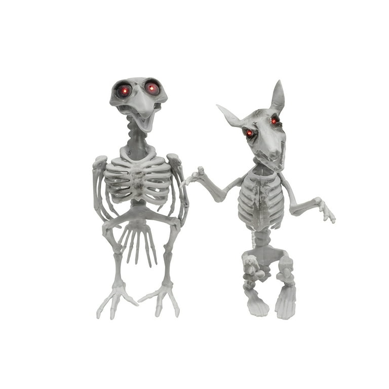 Set 2 Scary Light Up Skeleton Crow Rat Haunted House Prop Halloween Party Decor Set 2 Scary Light Up Skeleton Crow Rat Haunted House Prop Halloween Party Decor