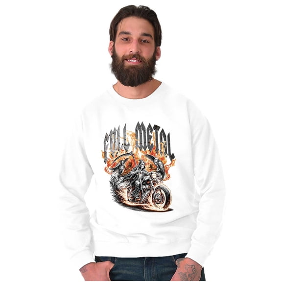 Skeleton Reaper Biker Full Metal Unisex Plus Fleece Graphic Sweatshirt Brisco Brands 2X