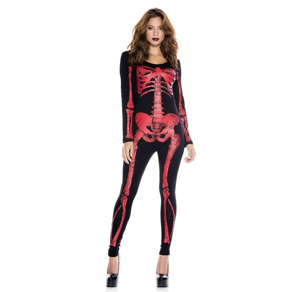 Skeleton Red Print Catsuit 70970-ML