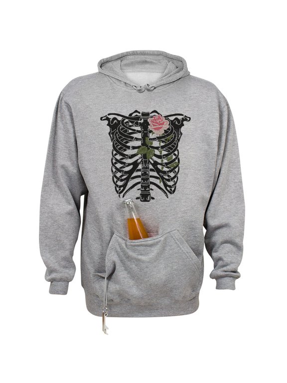 Skeleton Rib Cage Beer Holder Tailgate Hoodie Sweatshirt Unisex Medium Oxford