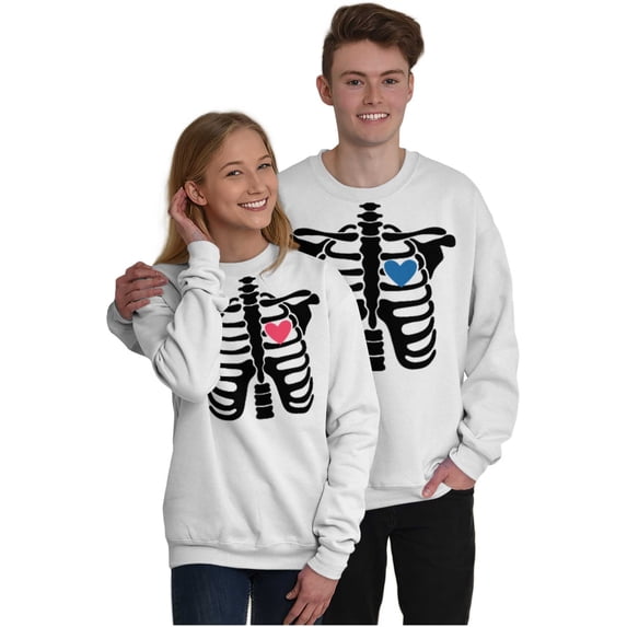 Skeleton Rib Cage Cute Set His Hers Women Plus Size Crewneck Sweatshirt Brisco Brands 4X
