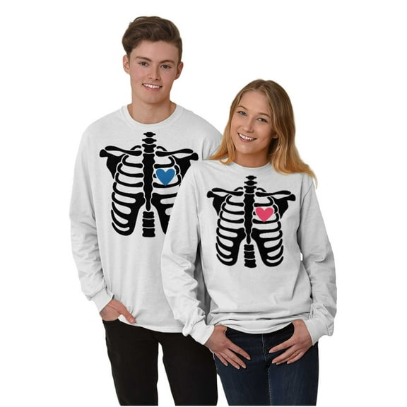 Skeleton Rib Cage Cute Set His Hers Men's Long Sleeve Tee T Shirt Brisco Brands S