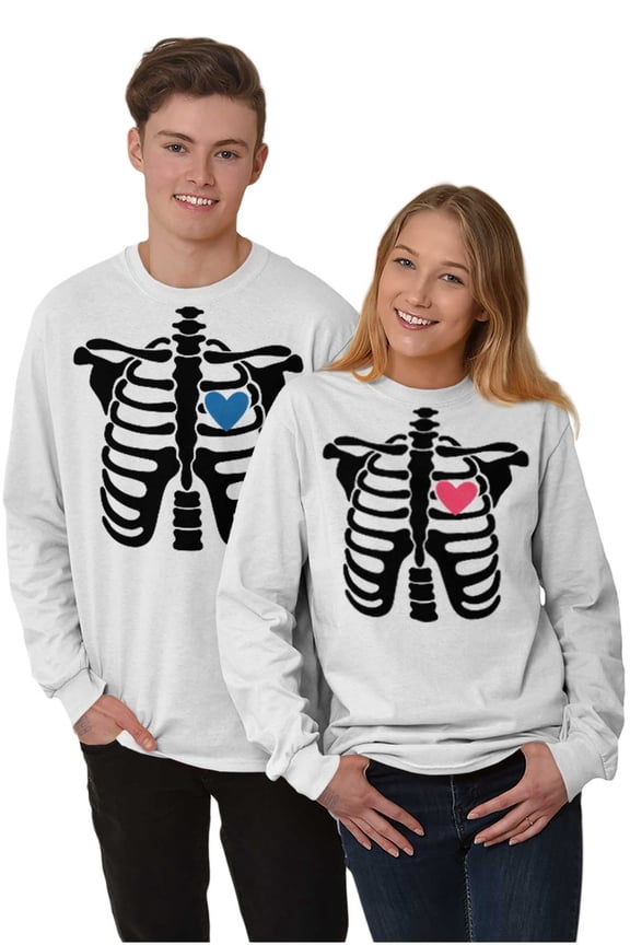 Skeleton Rib Cage Cute Set His Hers Men's Long Sleeve Tee T Shirt Brisco Brands S