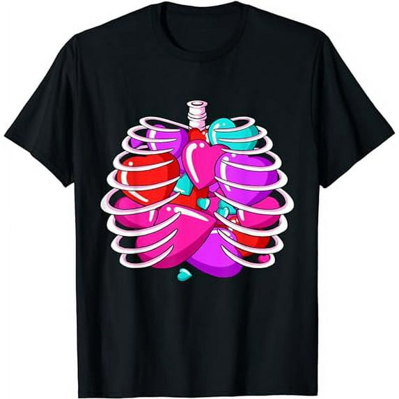 Skeleton Rib-Cage Heart Valentines Day Cute Love Bones T-Shirt