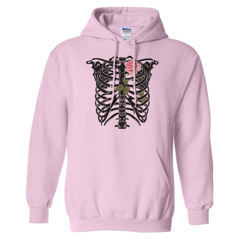 Skeleton Rib Cage Hoodie Sweatshirt Unisex 3X Large Pink