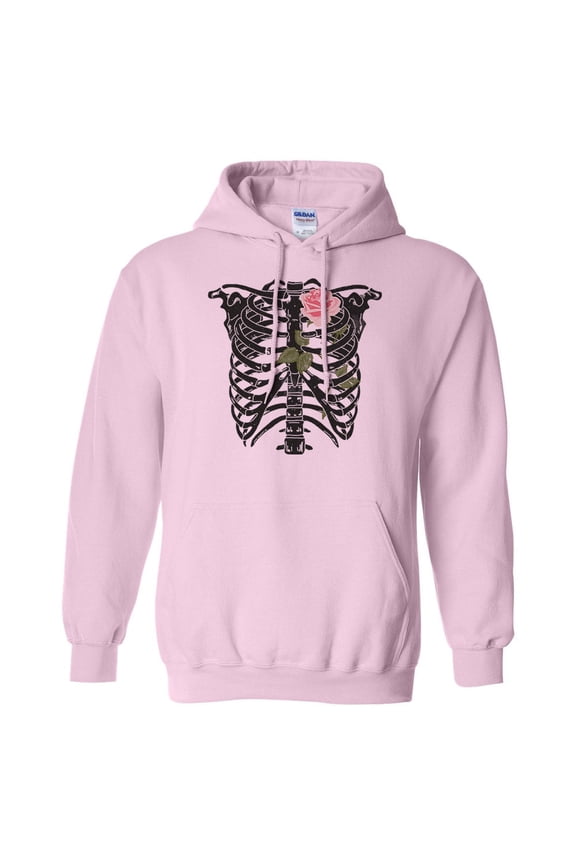 Skeleton Rib Cage Hoodie Sweatshirt Unisex Large Pink