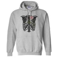 thumbnail image 1 of Skeleton Rib Cage Hoodie Sweatshirt Unisex X-Large Grey, 1 of 5