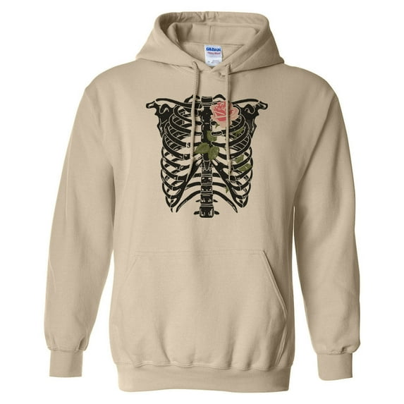 Skeleton Rib Cage Hoodie Sweatshirt Unisex X-Large Sand