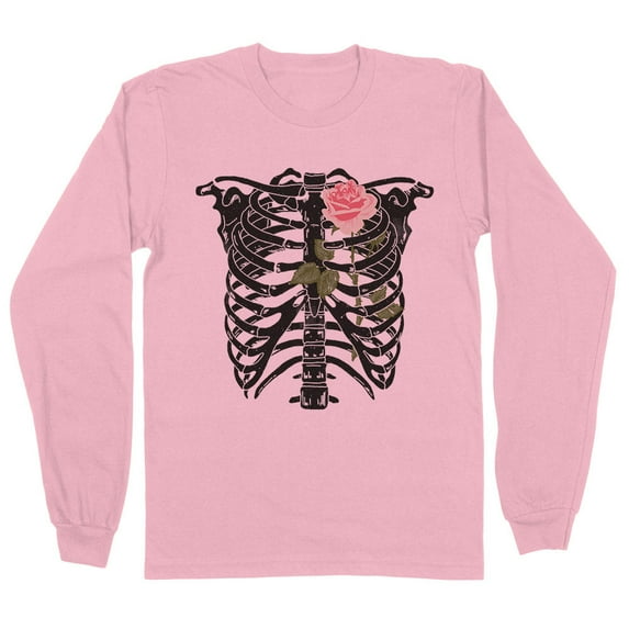 Skeleton Rib Cage Long Sleeve Shirt Unisex 3X-Large Pink