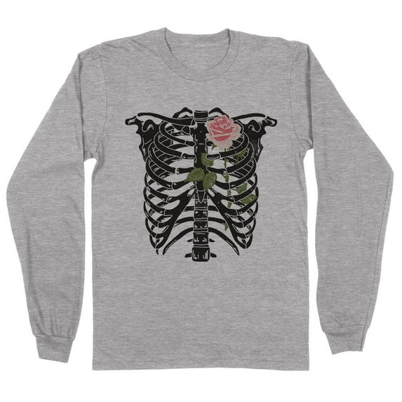 Skeleton Rib Cage Long Sleeve Shirt Unisex 5X-Large Grey