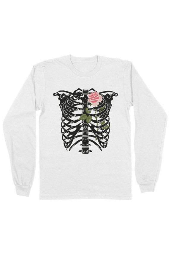 Skeleton Rib Cage Long Sleeve Shirt Unisex X-Large White