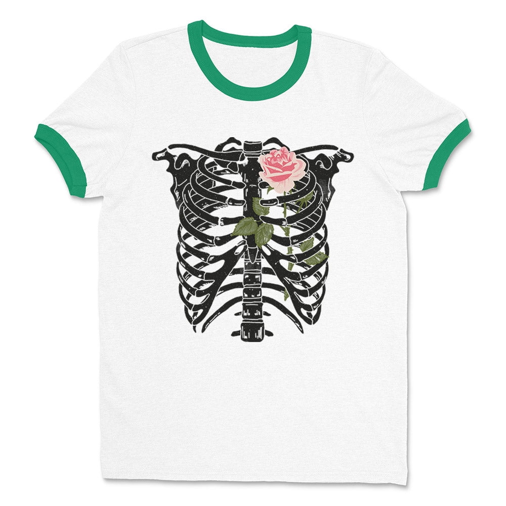 White Skeleton Rib Cage Men's Tshirt - Crazy Dog T-Shirts