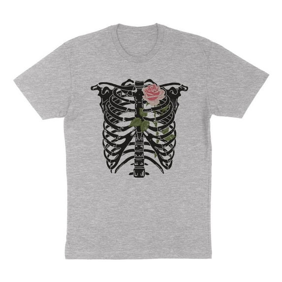Skeleton Rib Cage Shirt Unisex Large Grey