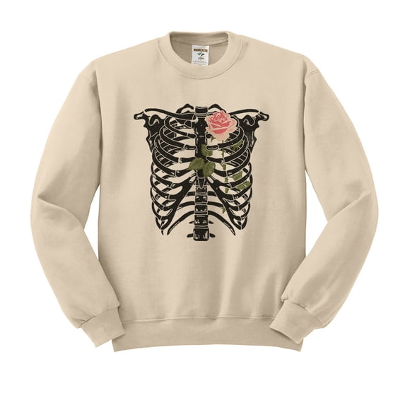 Skeleton Rib Cage Sweatshirt Unisex 2X-Large Sand