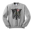 thumbnail image 1 of Skeleton Rib Cage Sweatshirt Unisex Small Grey, 1 of 5