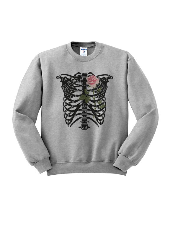 Skeleton Rib Cage Sweatshirt Unisex X-Large Grey