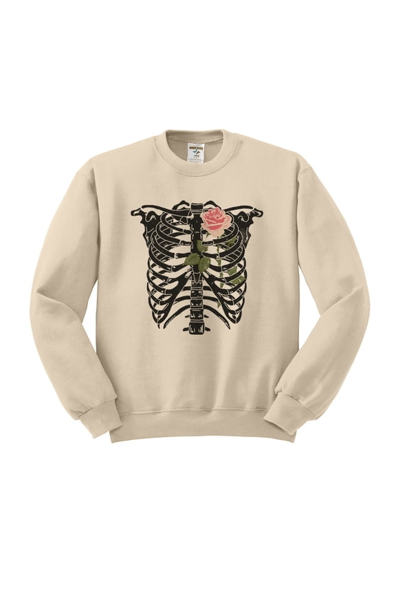 Skeleton Rib Cage Sweatshirt Unisex X-Large Sand
