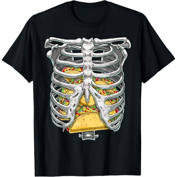 Skeleton Rib Cage T Shirt Halloween Taco Skeleton Costume T-Shirt100% pure cotton