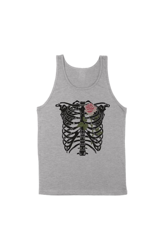 Skeleton Rib Cage Tank Top Unisex Large Grey