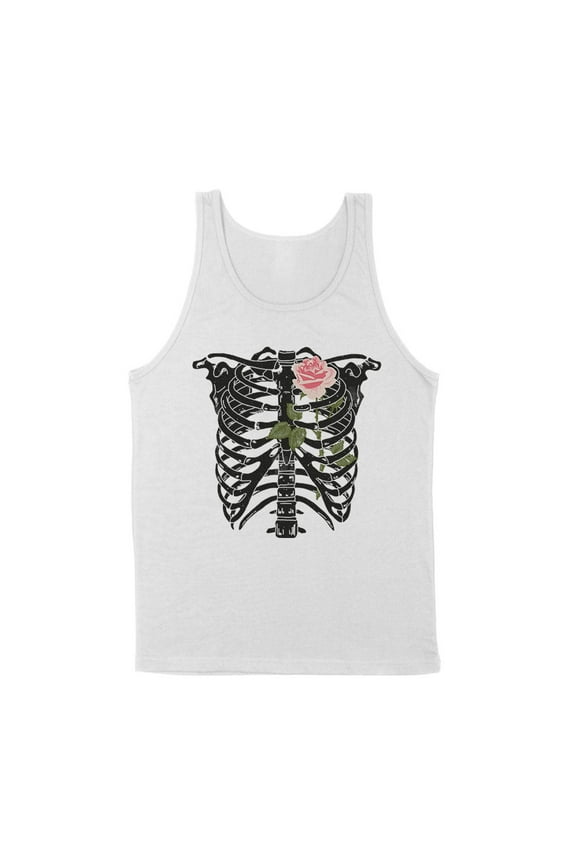 Skeleton Rib Cage Tank Top Unisex Large White