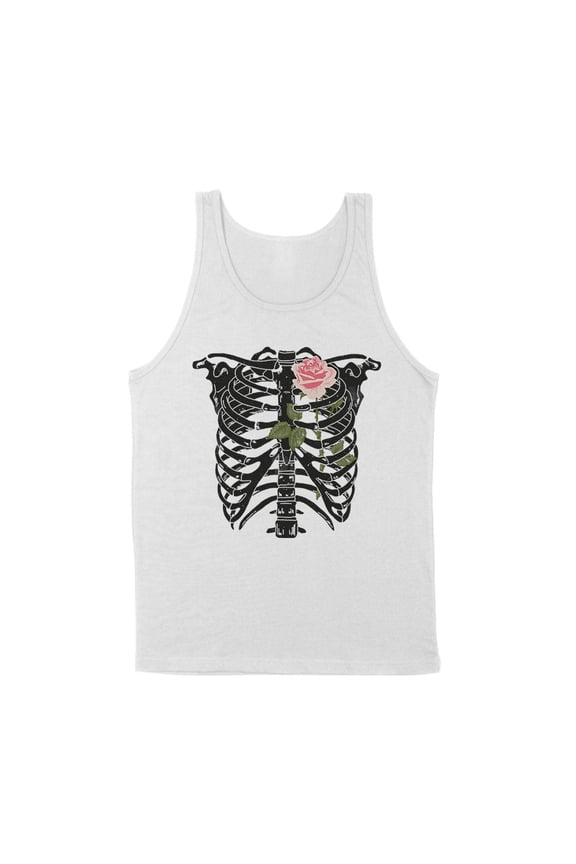 Skeleton Rib Cage Tank Top Unisex Small White