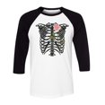 thumbnail image 1 of Skeleton Rib Cage Three-Quarter Raglan Sleeve Baseball Shirt Unisex 2X-Large White/Black, 1 of 5