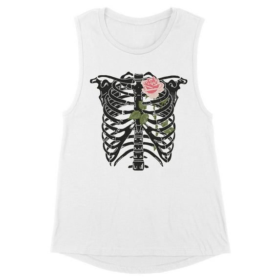 Skeleton Rib Cage Women's Muscle Tank Large White