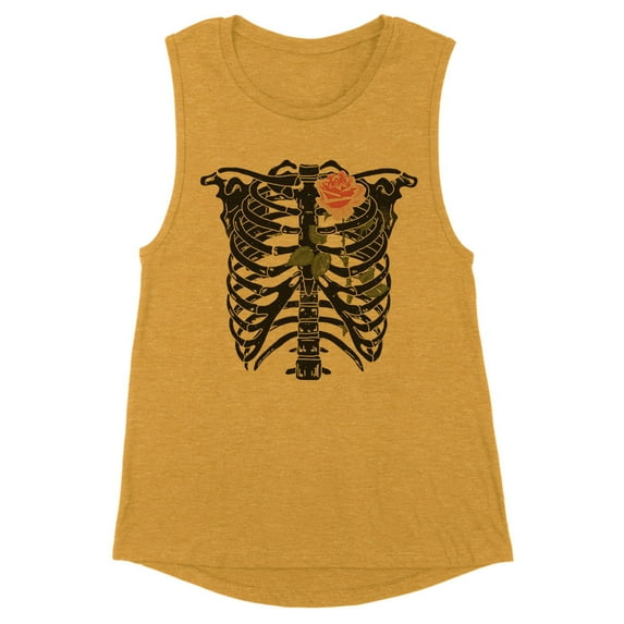 Skeleton Rib Cage Women's Muscle Tank Medium Antique Gold