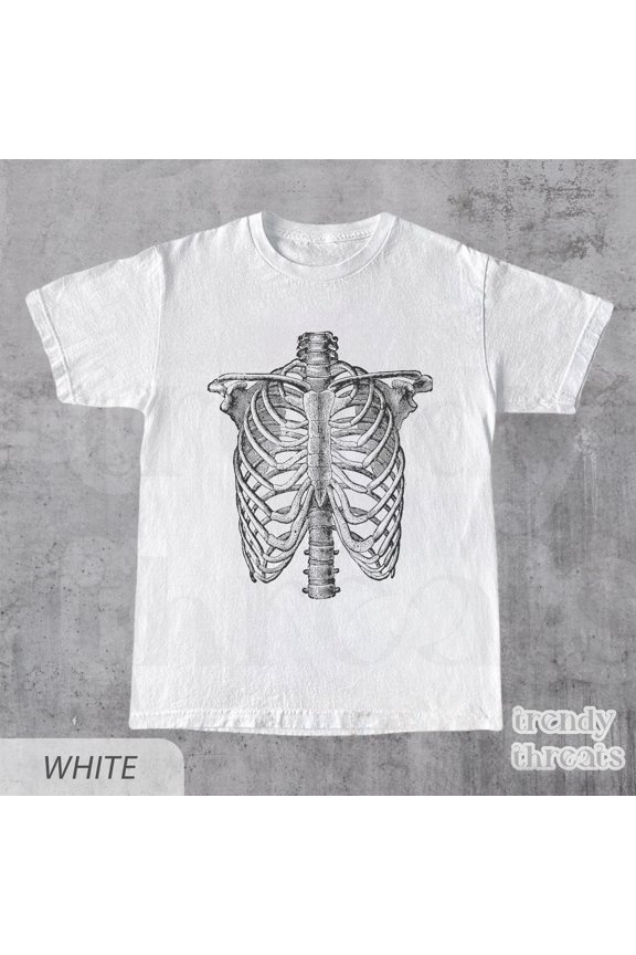 Skeleton Rib Graphic T-Shirt, Rib Cage Shirt, Retro Skeleton Tee, 90s Skull Shirt, Spooky