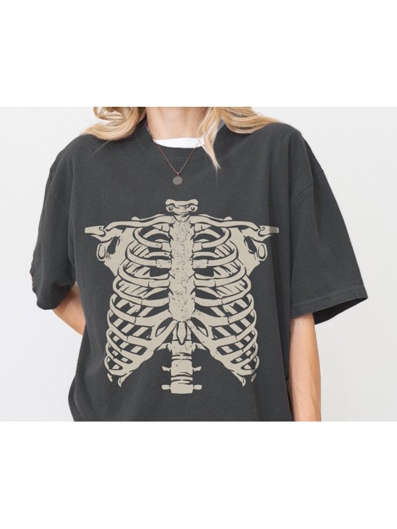Skeleton Rib Graphic TShirt Rib Cage Shirt Retro Skeleton Tee 90s Skull Shirt Spooky Shirt