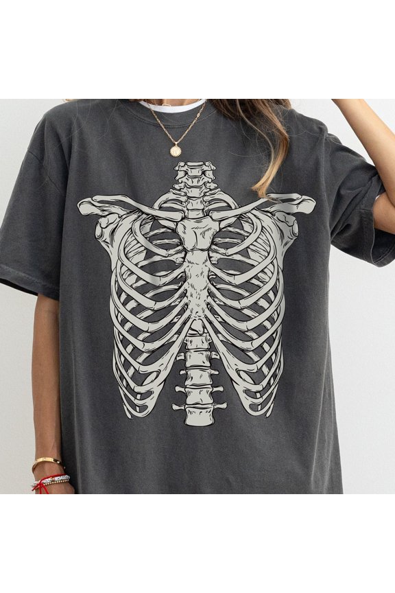 Skeleton Rib Graphic TShirt Rib Cage Shirt Retro Skeleton Tee 90s Skull Shirt Spooky Shirt