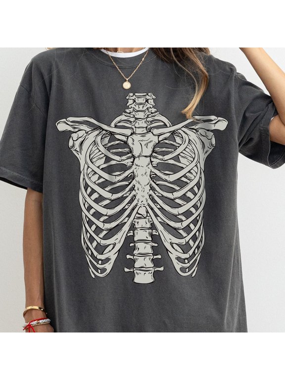 Skeleton Rib Graphic TShirt Rib Cage Shirt Retro Skeleton Tee 90s Skull Shirt Spooky Shirt