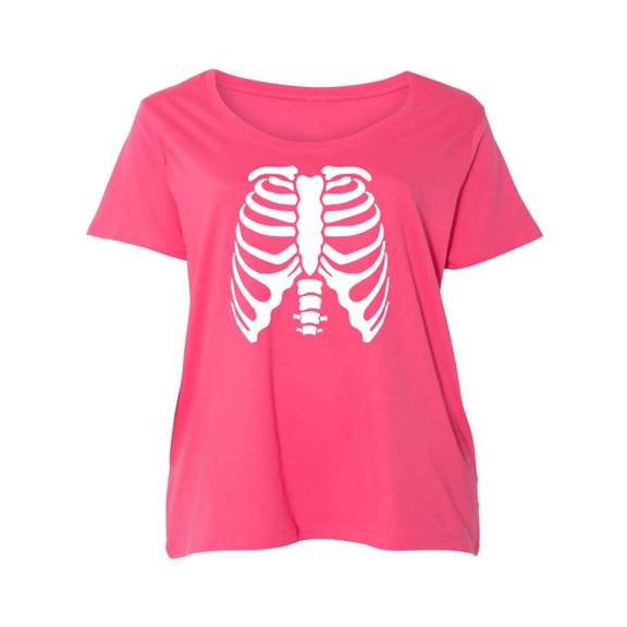 Skeleton Ribs Womens Plus Size Scoopneck Tee