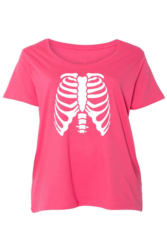 Skeleton Ribs Womens Plus Size Scoopneck Tee