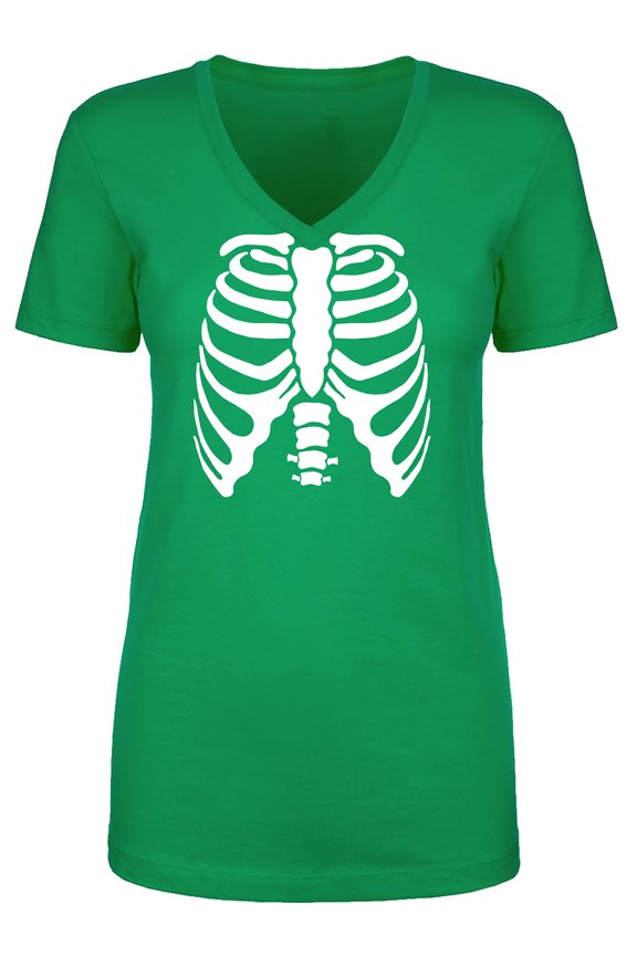 Skeleton Ribs Womens V-Neck T-Shirt