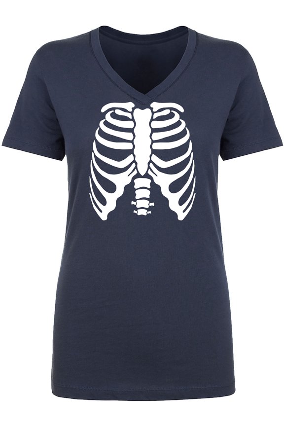 Skeleton Ribs Womens V-Neck T-Shirt