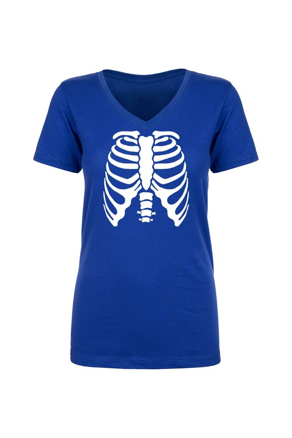 Skeleton Ribs Womens V-Neck T-Shirt