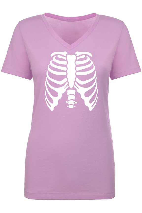 Skeleton Ribs Womens V-Neck T-Shirt